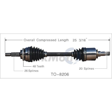 Surtrack Axle Cv Axle Shaft, To-8206 TO-8206
